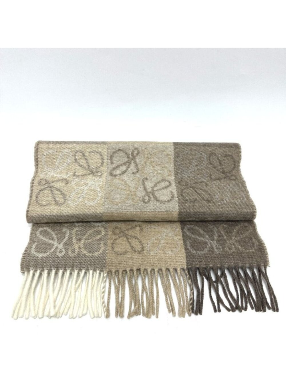 Loewe Scarf Anagram Checkerboard Beige